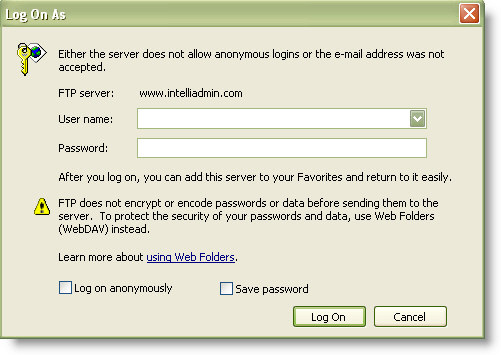 FTP Login missing
